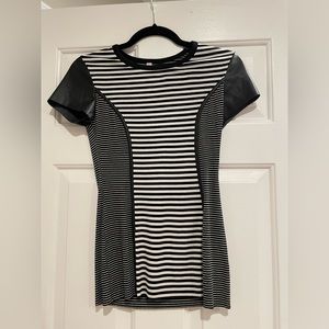 Bailey 44 striped shirt with leather sleeves